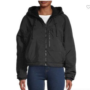 NWT SAKS 5th, ELEVEN PARIS Chic Reversible Faux Shearling Hooded Jacket, L